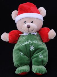 Carters Just One Year JOY Santa's Helper Teddy Bear Lovey Rattle Christmas 